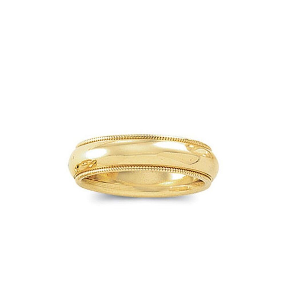 5mm Milgrain Edge Comfort Fit Domed Band in 10k Yellow Gold, Size 8.5
